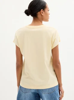 Printed 100% organic cotton cap-sleeve T-shirt