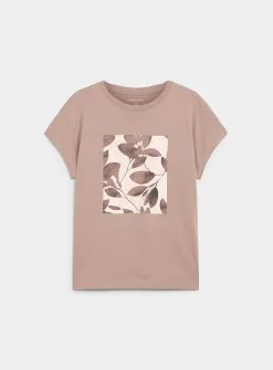Printed 100% organic cotton cap-sleeve T-shirt