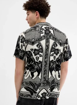 Printed camp shirt