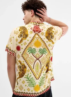 Printed camp shirt
