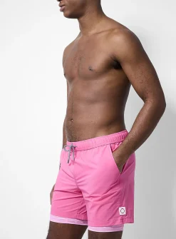 Printed compression-liner swim short