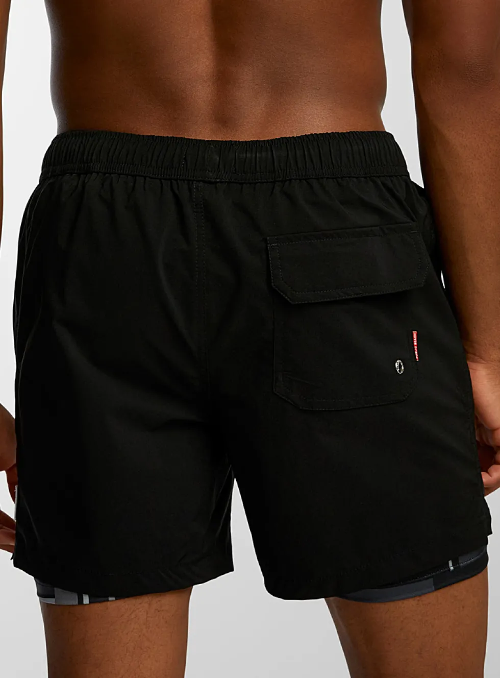 Printed compression-liner swim short