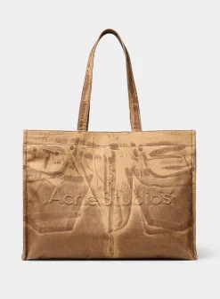 Printed denim tote bag