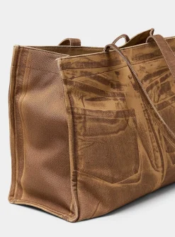 Printed denim tote bag
