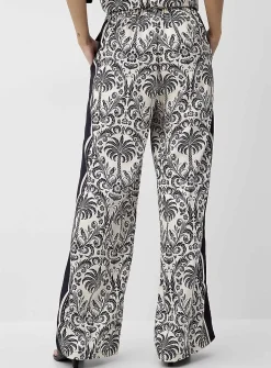 Printed double-face satin wide-leg pant