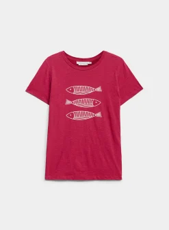 Printed pure cotton slub T-shirt