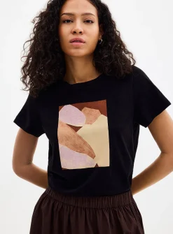 Printed pure cotton slub T-shirt