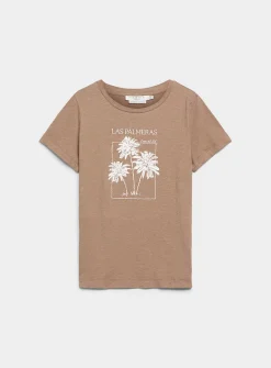 Printed pure cotton slub T-shirt
