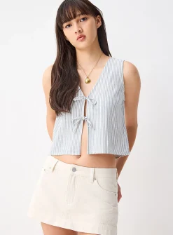 Printed tie-front cami