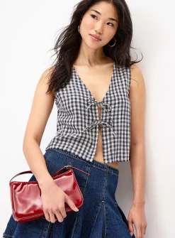 Printed tie-front cami