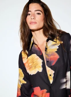 Printed ultra-long shirt