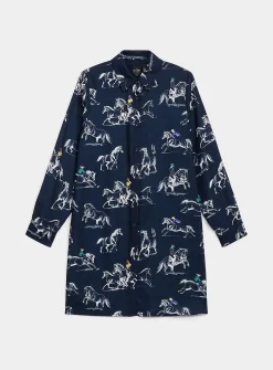 Printed ultra-long shirt
