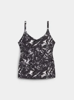 Printed V-neck tankini