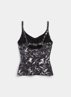 Printed V-neck tankini