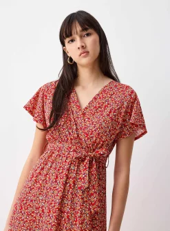 Printed wraparound maxi dress