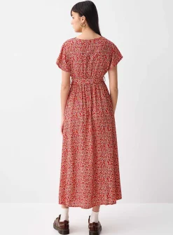 Printed wraparound maxi dress
