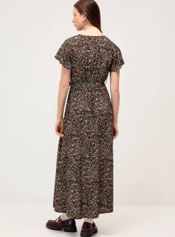 Printed wraparound maxi dress