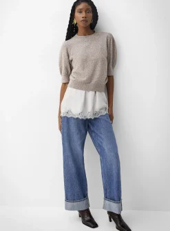 Puff short-sleeve plush sweater