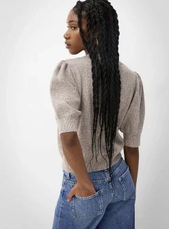 Puff short-sleeve plush sweater