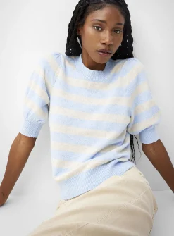 Puff short-sleeve plush sweater