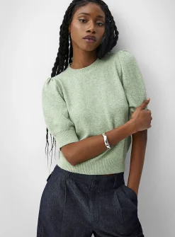 Puff short-sleeve plush sweater