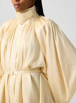 Puff sleeves satin draped romper