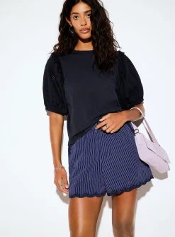 Puff-sleeve broderie anglaise T-shirt