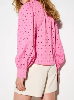 Puff-sleeve broderie anglaise shirt