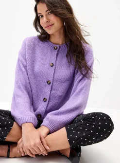 Puff-sleeve cardigan
