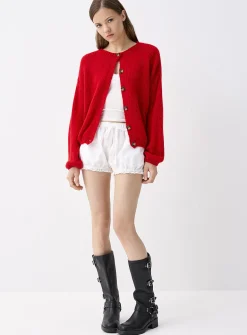 Puff-sleeve cardigan