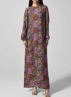 Puff-sleeve floral dress