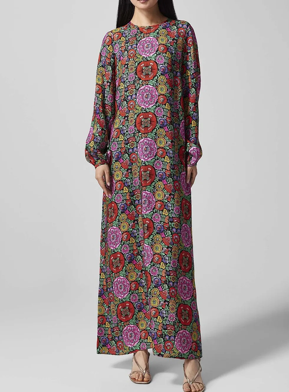 Puff-sleeve floral dress