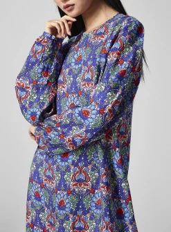Puff-sleeve floral dress