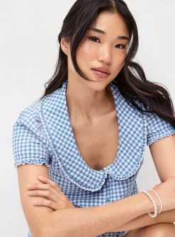 Puff-sleeve Peter Pan collar blouse
