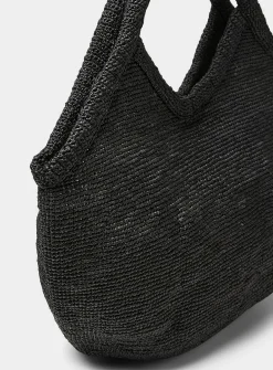 Pure black braided raffia XXL tote bag