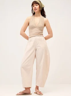 Pure cotton barrel-leg pant