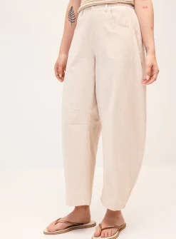 Pure cotton barrel-leg pant