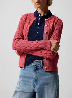 Pure cotton cable-knit cardigan