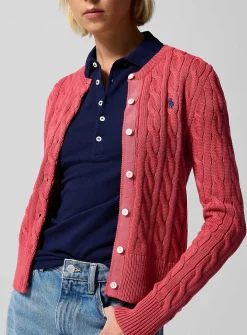 Pure cotton cable-knit cardigan