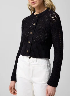 Pure cotton crocheted knit cardigan