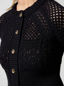 Pure cotton crocheted knit cardigan
