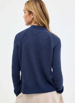 Pure cotton lavallière-neck sweater