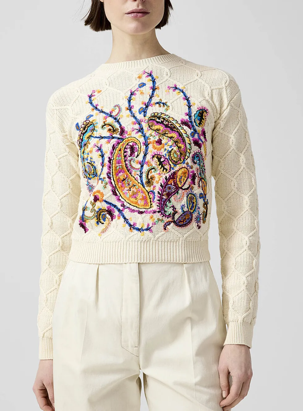 Pure cotton paisley embroidery shirt
