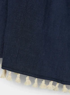 Pure linen and tassels shawl