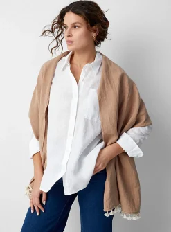 Pure linen and tassels shawl