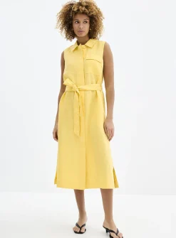 Pure linen belted shirtdress