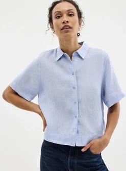 Pure linen boxy-fit shirt