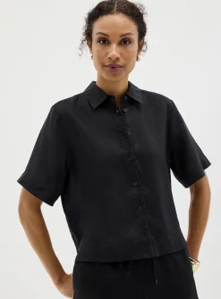 Pure linen boxy-fit shirt