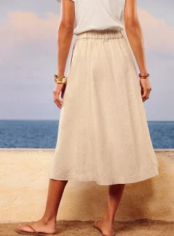 Pure linen button-up skirt