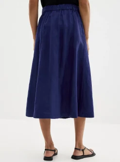 Pure linen button-up skirt